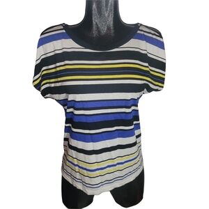 Massimo Dutti Multi Colored Striped Short Sleeve Top XS